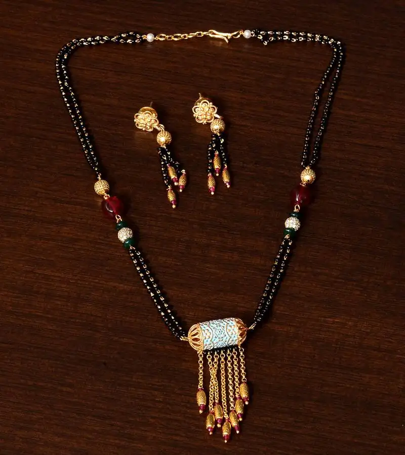 Meenakari worked stone embellished designer mangalsutra ms5