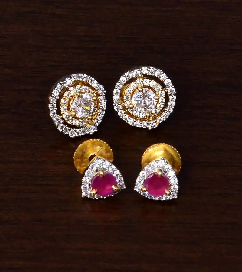 Ruby and aaa cz embellished american diamond studs 216ed315