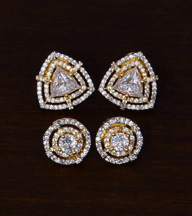 American diamond embellished two pairs of studs 216ed317