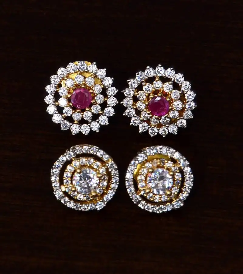 Ruby and aaa cz embellished american diamond studs 216ed319