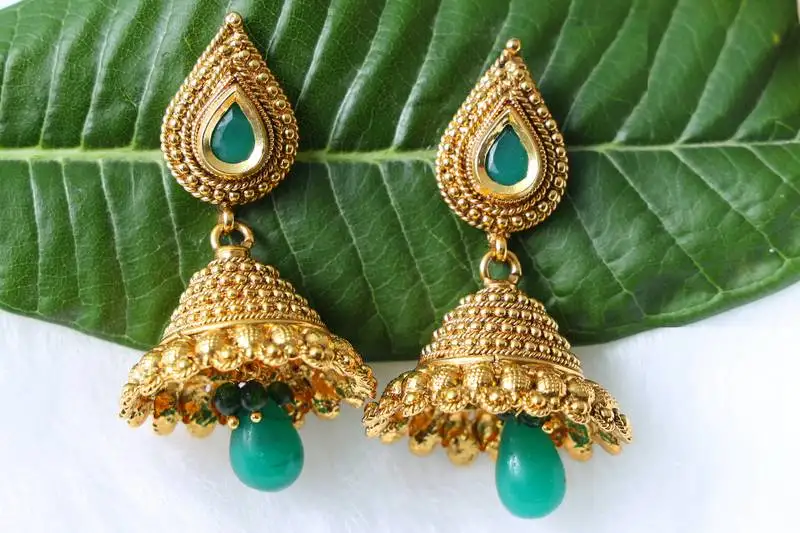 Green onyx jhumkas