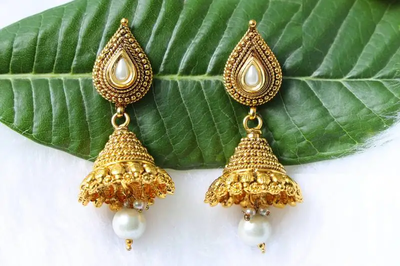 White onyx jhumkas