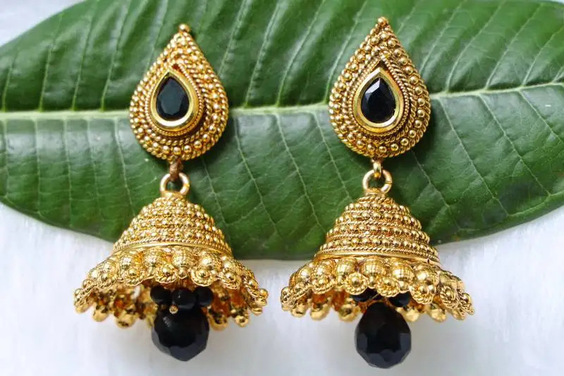 Black onyx jhumkas