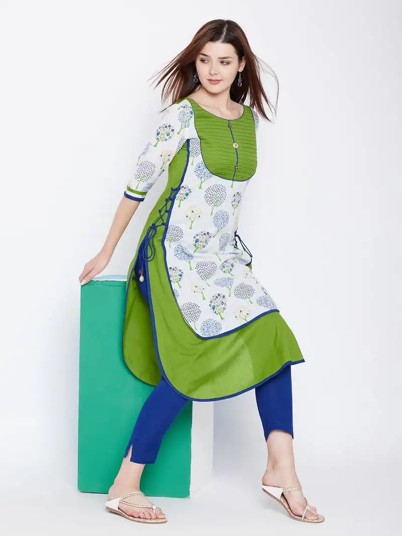 Multicolor printed cotton kurtas-and-kurtis