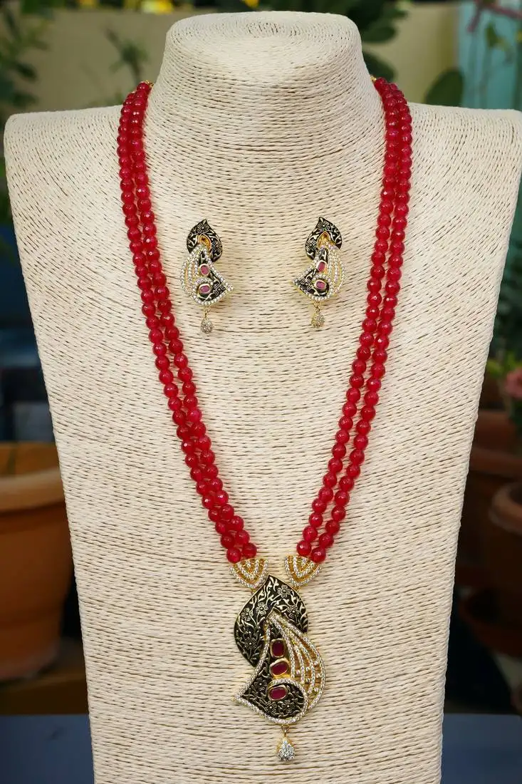 Red onyx necklace-sets