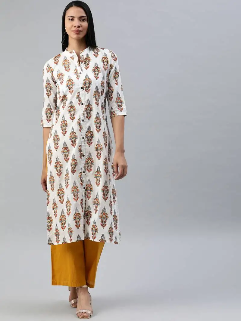 White printed cotton cotton-kurtis