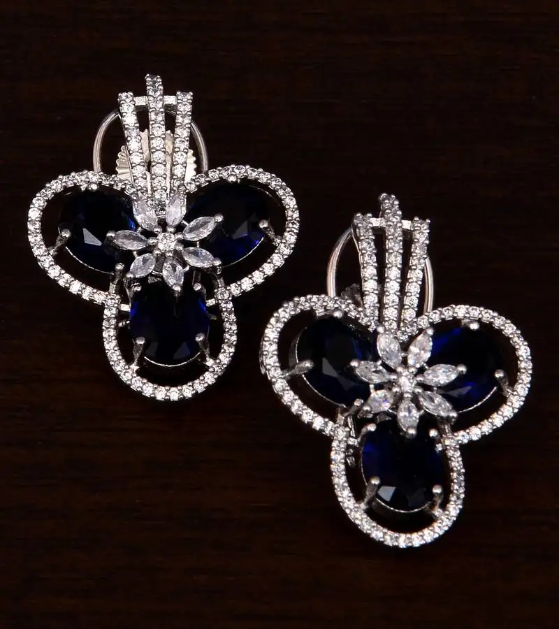 American diamond and sapphire embellished designer earrings