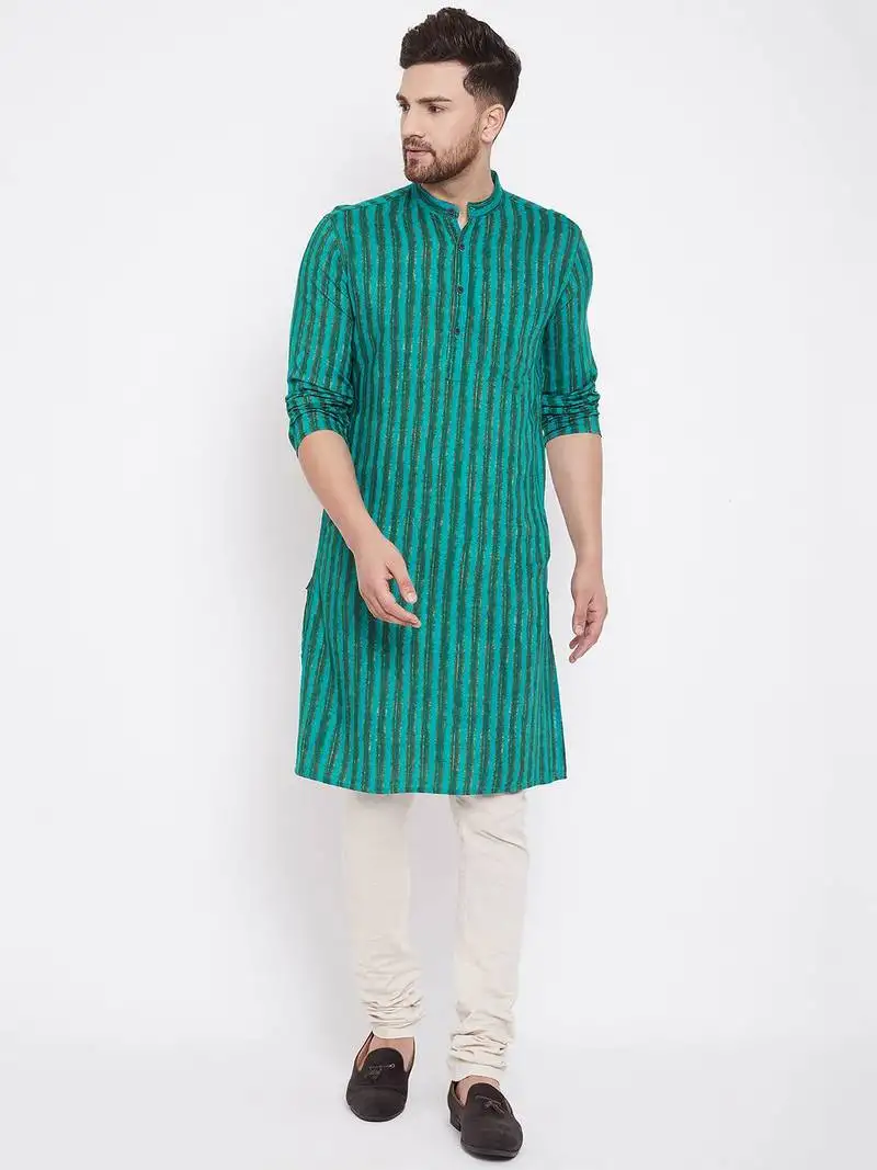 Green plain viscose rayon men-kurtas