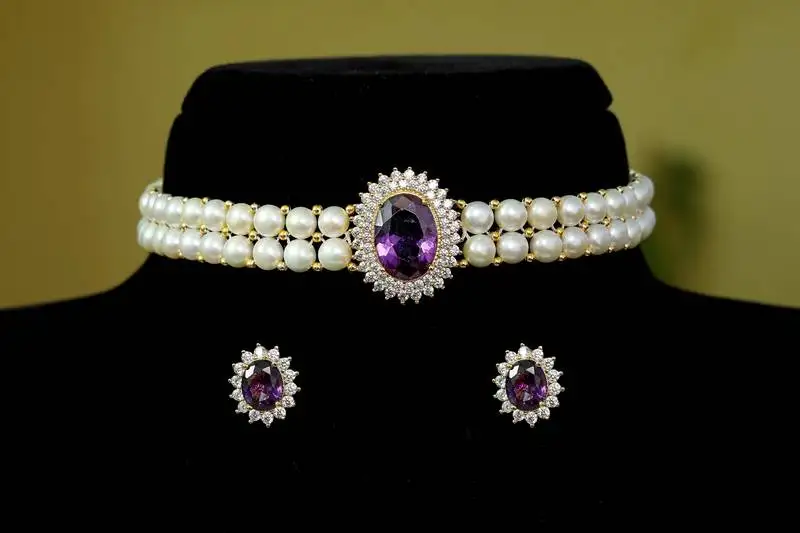 Purple pearl chokers