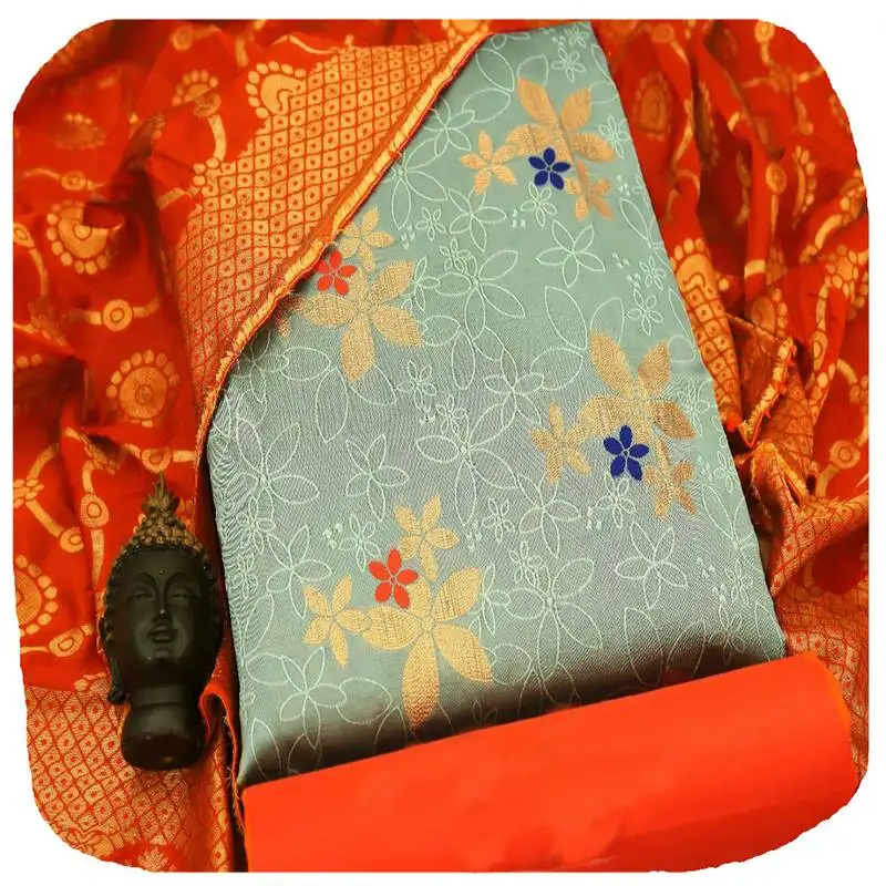 Light-olive banarasi banarasi salwar unstitched