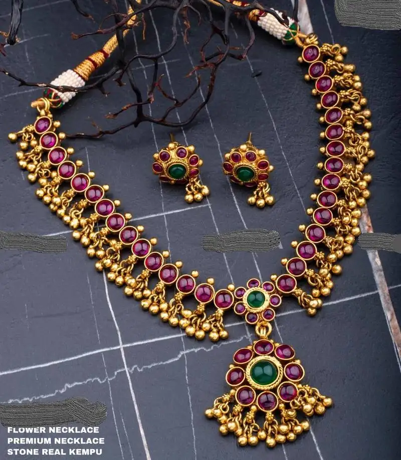 Green agate necklace-sets