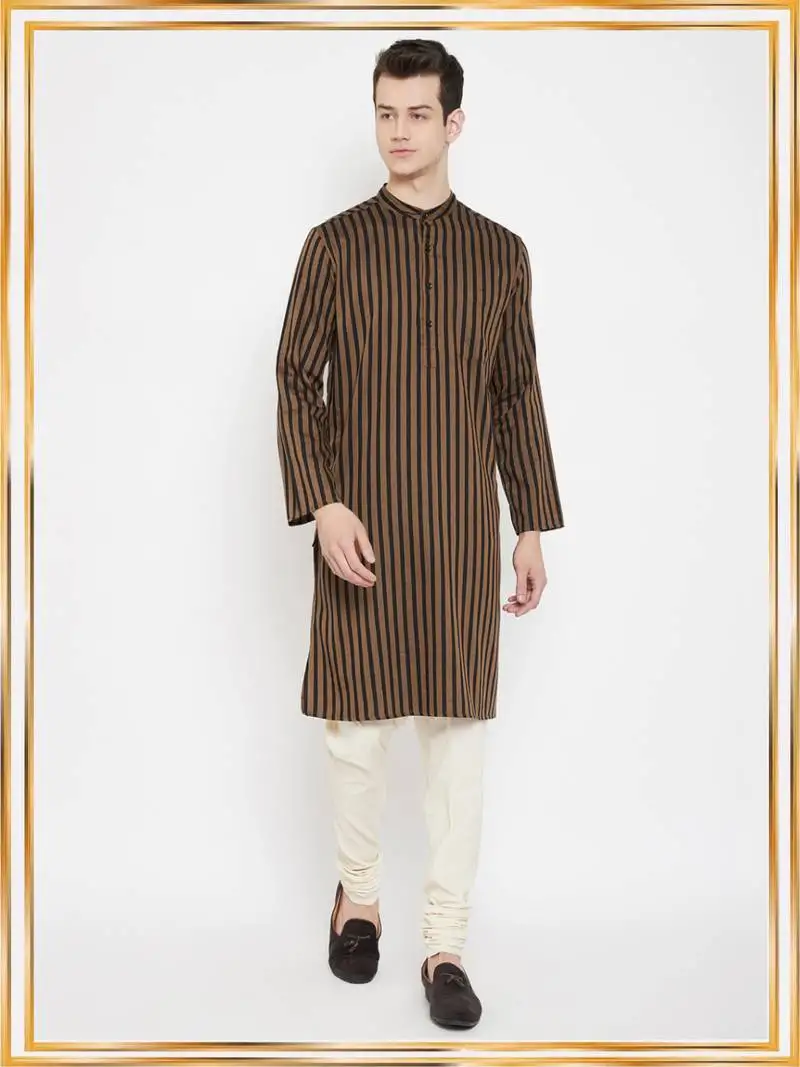 Brown plain viscose rayon men-kurtas