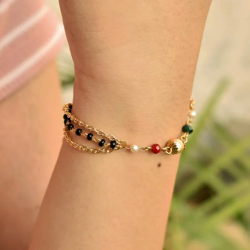 Multi color beads mangalsutra bracelet