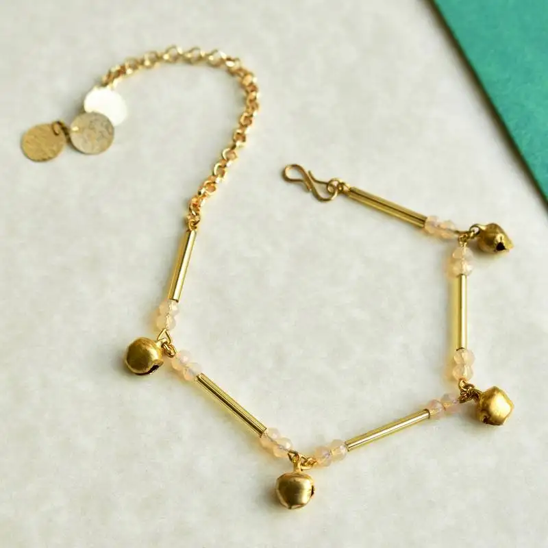Golden glass tube anklet