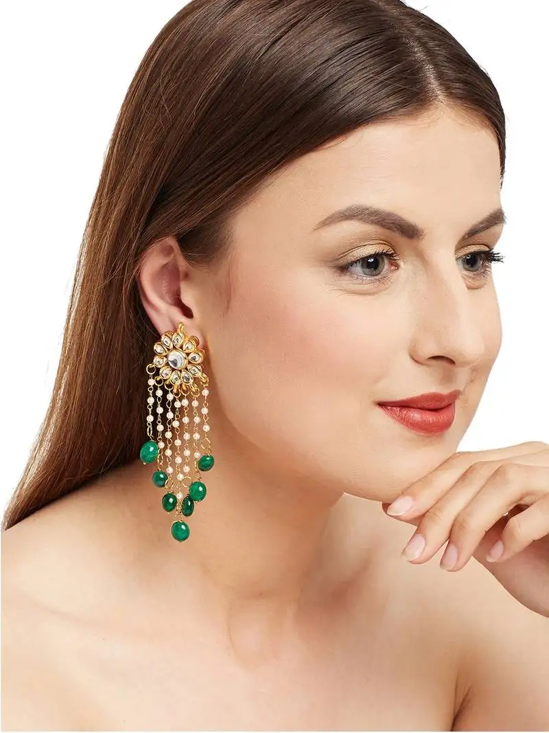 Green tassle earrings