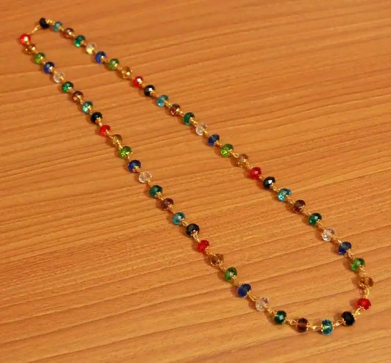 Multicolour crystal look single line necklace