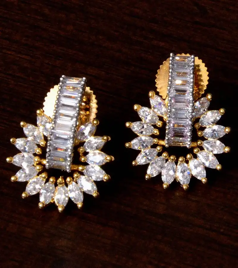 American diamond embellished gold plated stud earrings 216ed210
