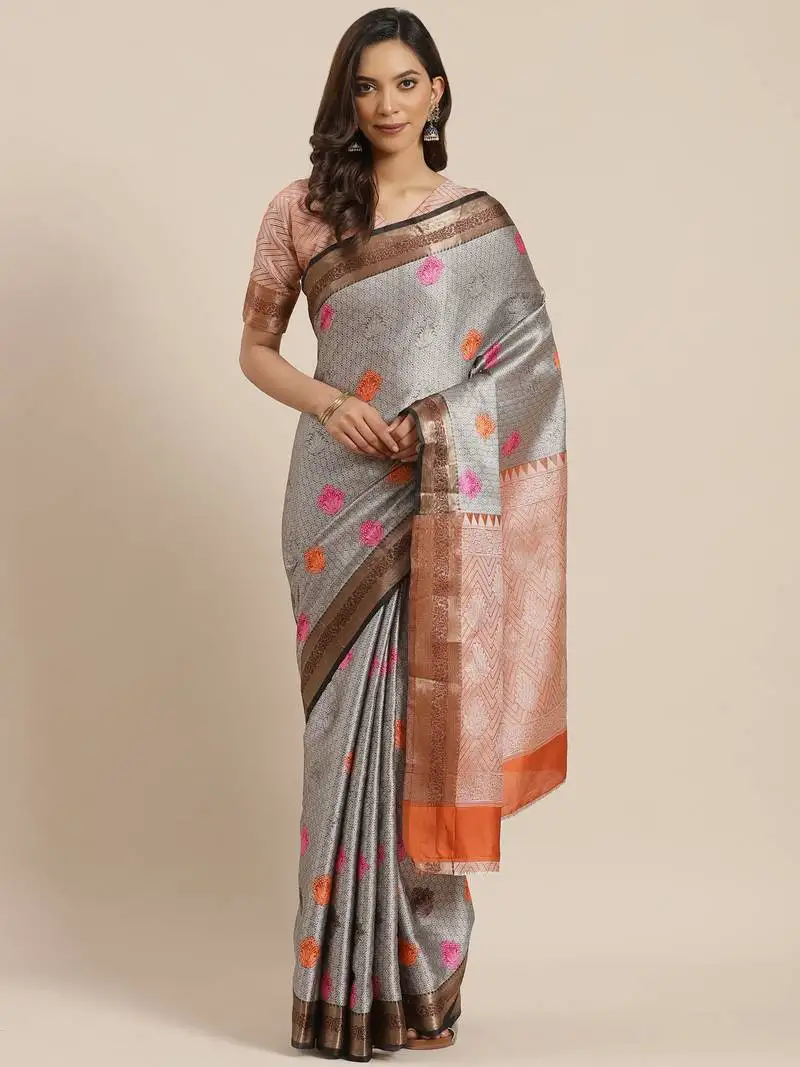 Silver woven banarasi saree with blouse