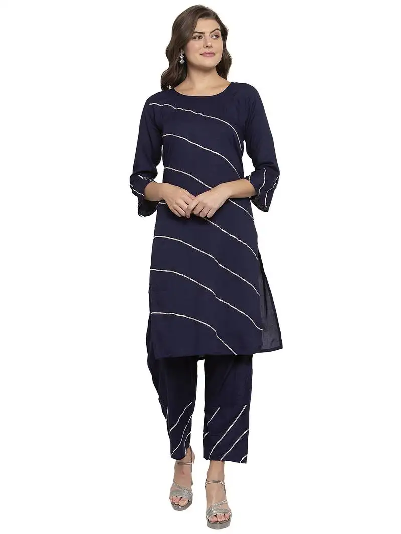 Navy-blue plain rayon kurtas-and-kurtis