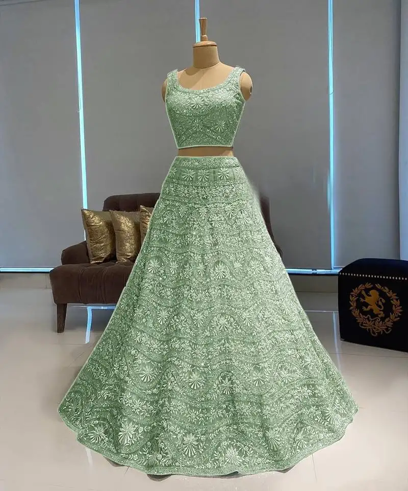 Mint green eid lehenga for women
