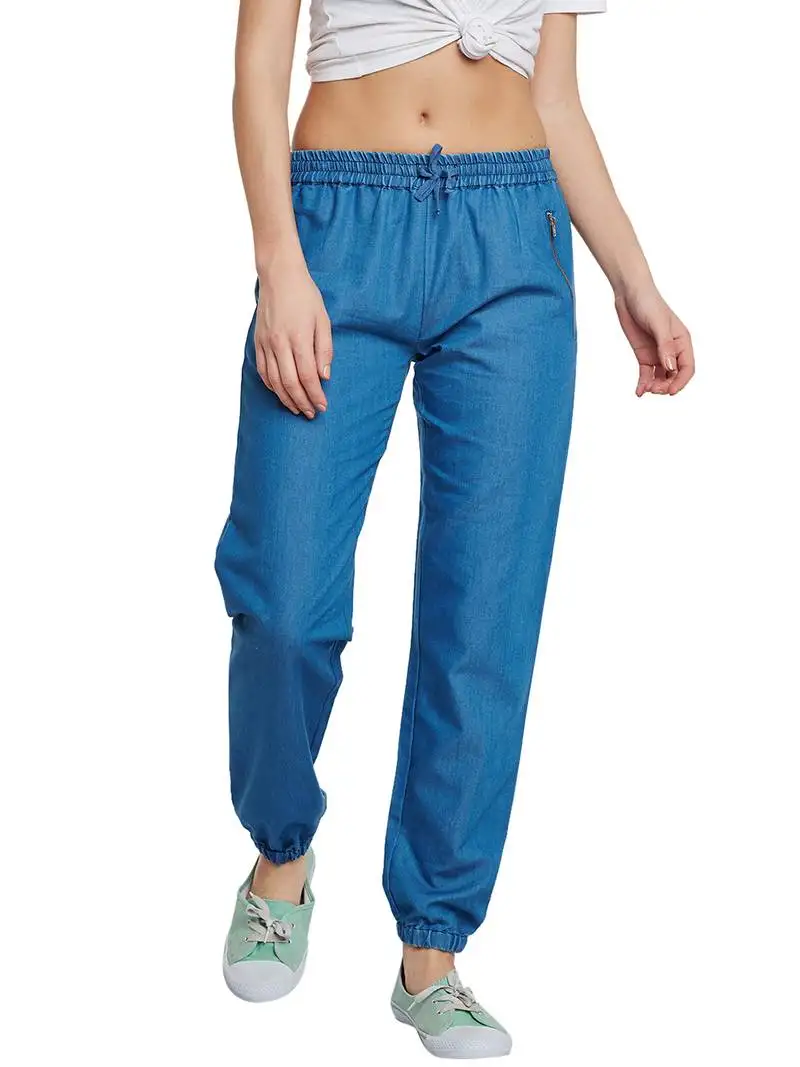 Blue plain denim trousers