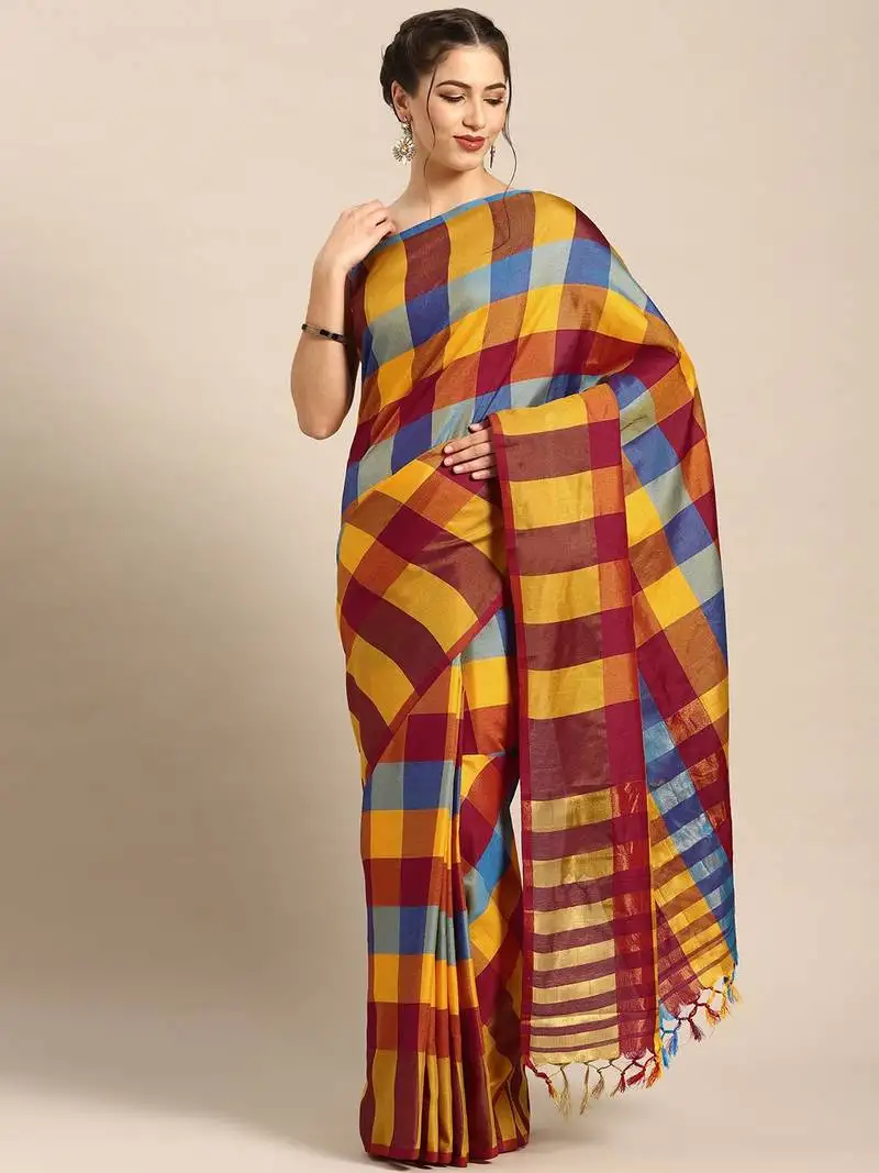 Yellow woven uppada silk saree with blouse