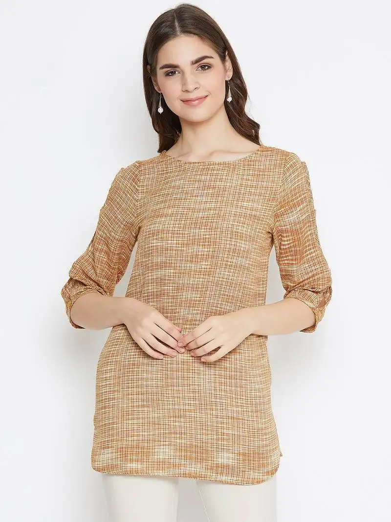 Beige printed cotton tunics