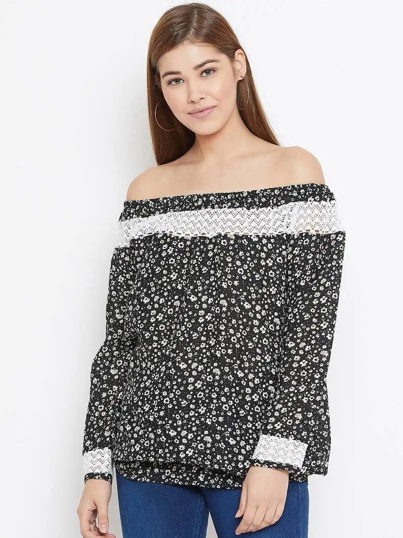 Black printed georgette tunics