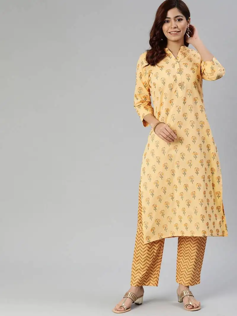 Yellow sequins cotton salwar stitched