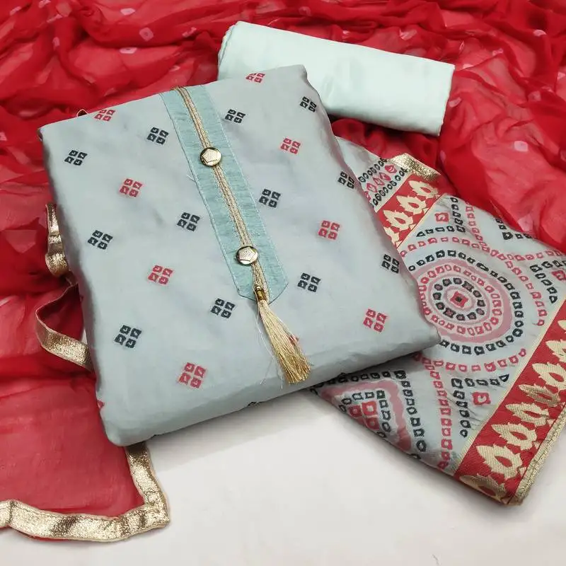 Grey banarasi banarasi salwar unstitched
