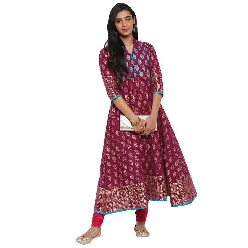 G collection purple printed cotton cotton-kurtis