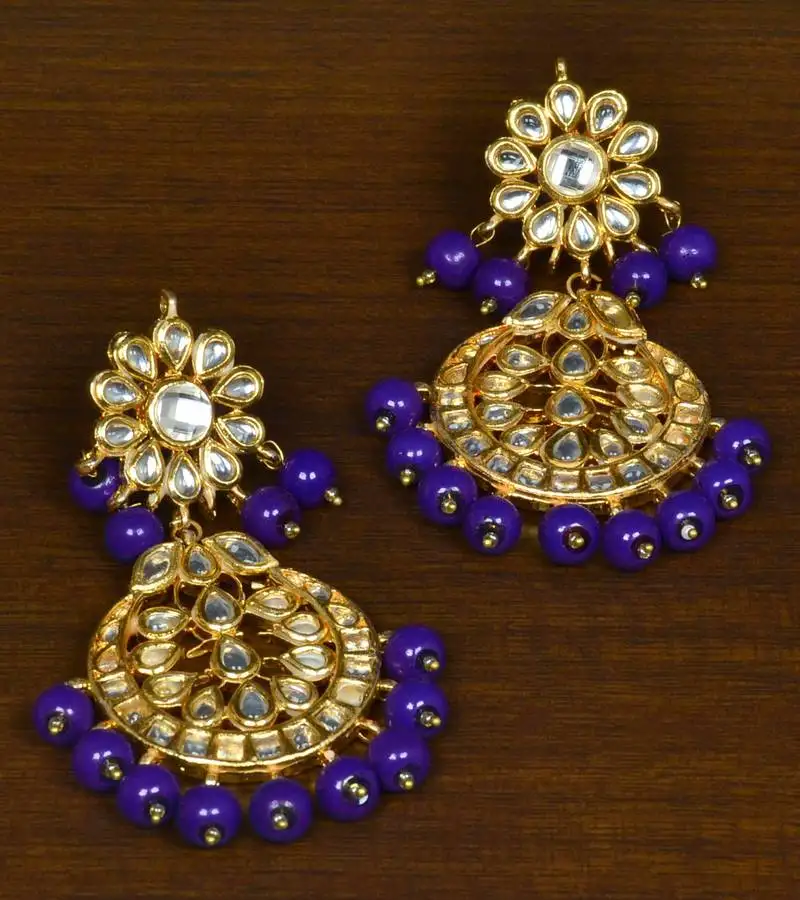 Kundan embellished purple beaded designer earrings 217ed133