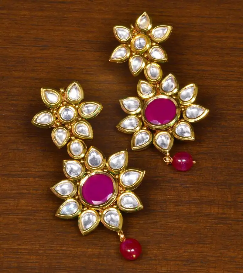 Kundan embellished ruby stone designer earrings 217ed165
