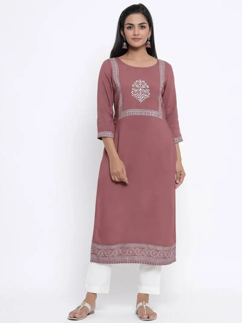 Purple woven viscose rayon palazzo-kurta
