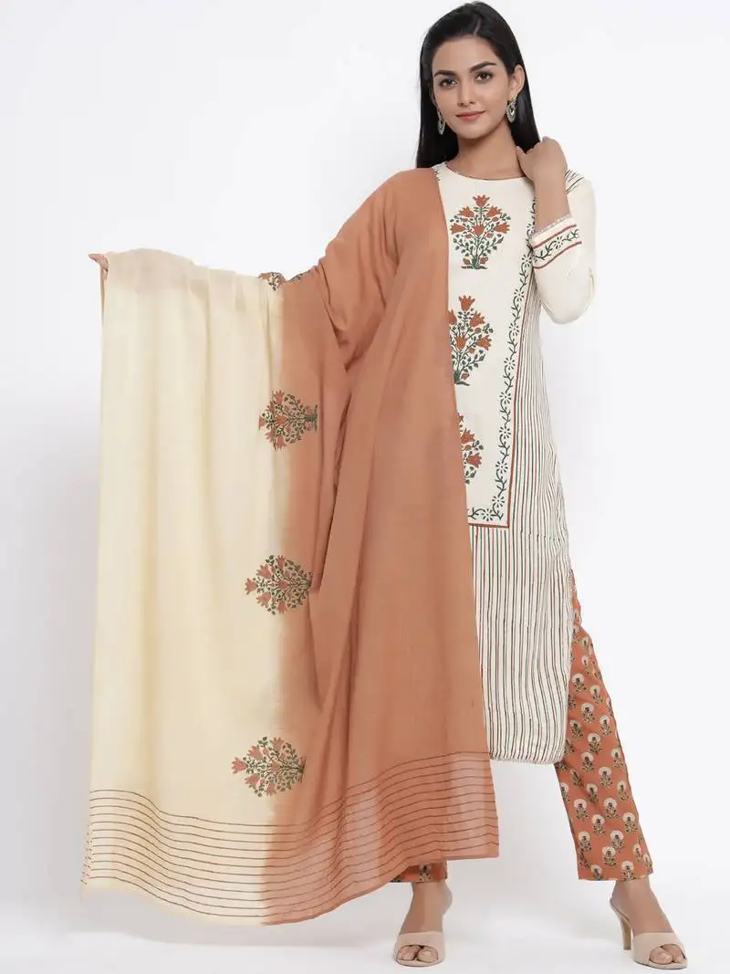 Brown woven viscose rayon palazzo-kurta