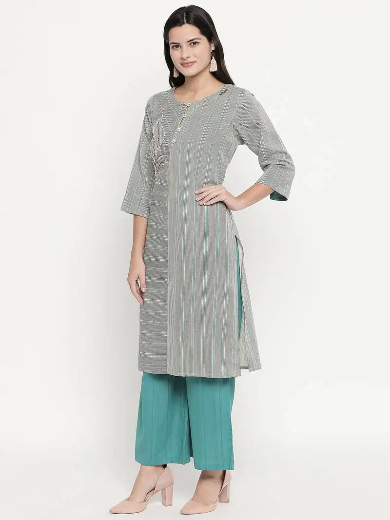 Black woven viscose rayon palazzo-kurta