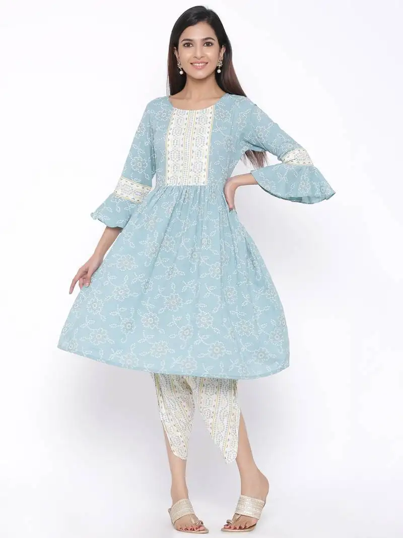 Blue woven viscose rayon kurta-sets