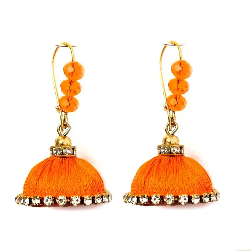 Blue crystal jhumkas