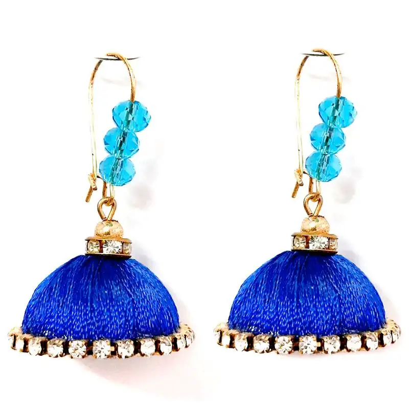 Brown crystal jhumkas