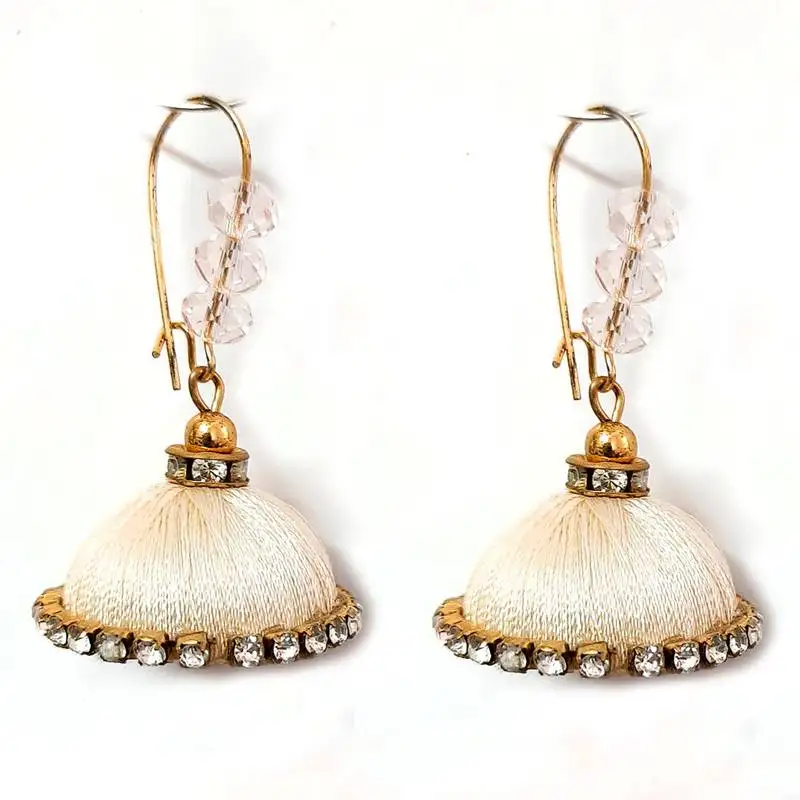 Black crystal jhumkas