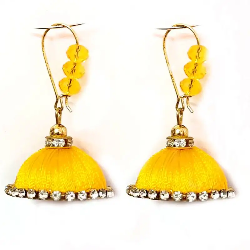 Maroon crystal jhumkas