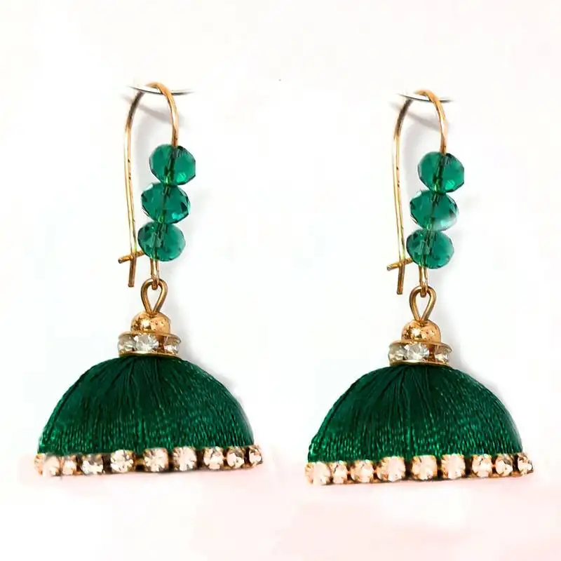 Purple crystal jhumkas