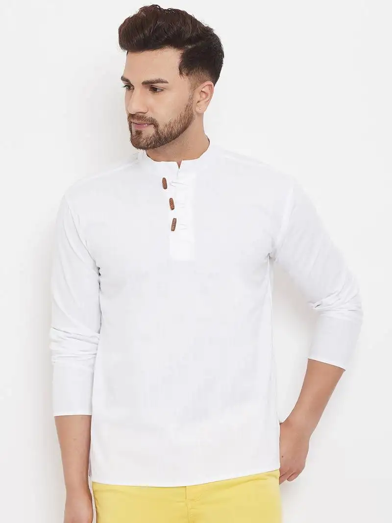 White plain cotton men-kurtas
