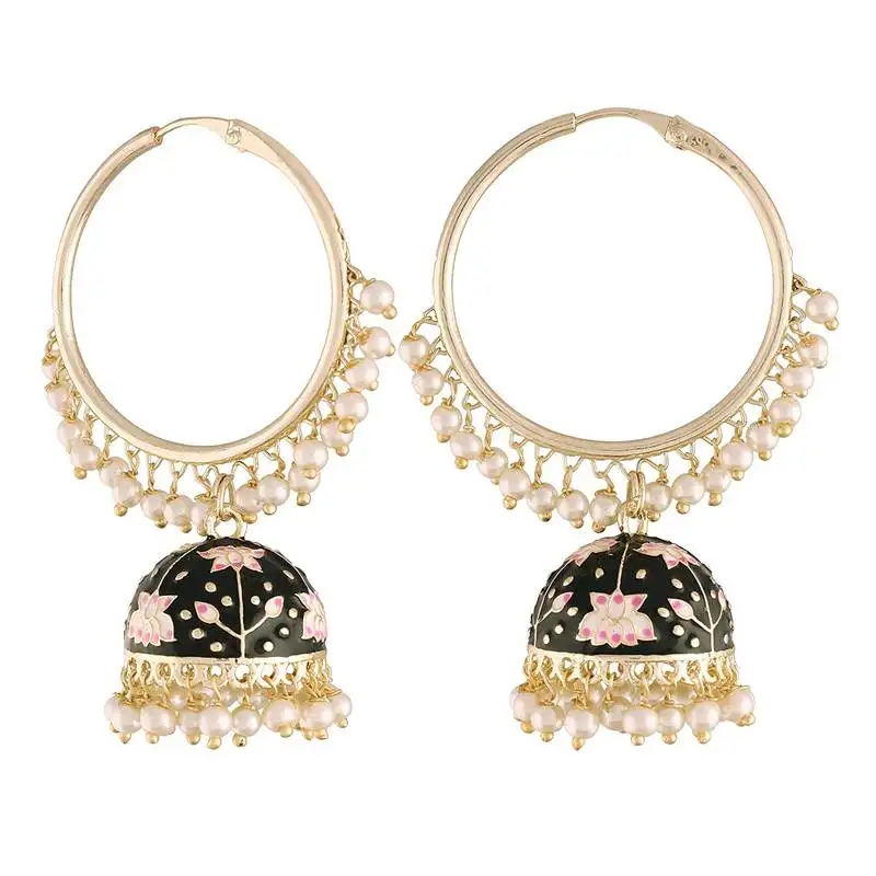 Traditional handcrafted enamelled jhumki earrings for women::Girls