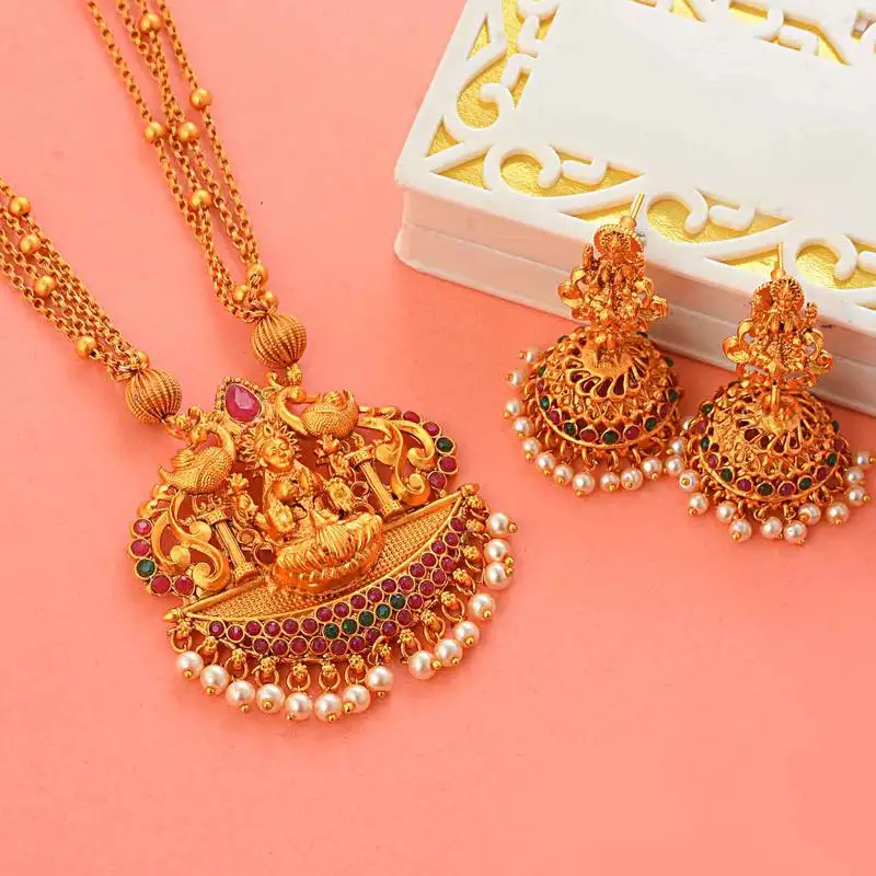 Traditional laxmi inspired south-indian-temple-jewellery set