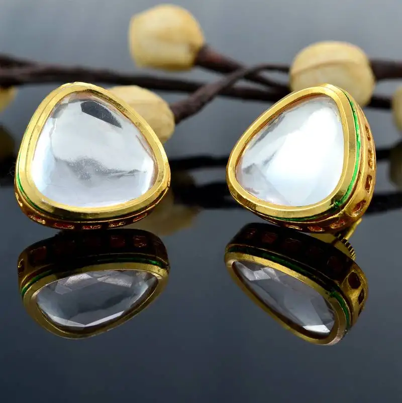 Traditional kundan polki studs