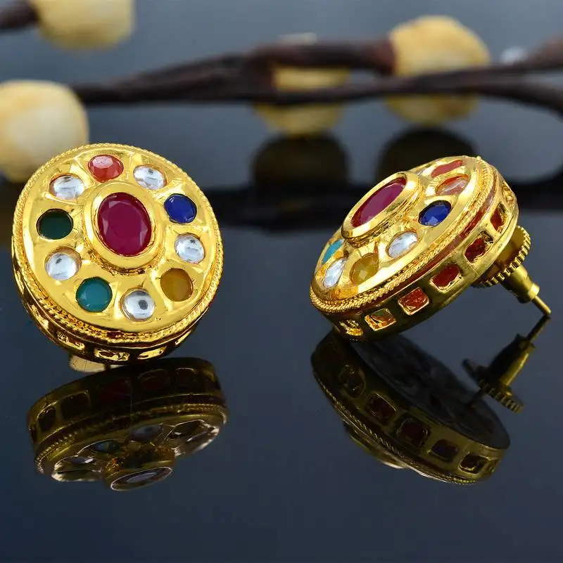 Multicolor classic kundan earrings