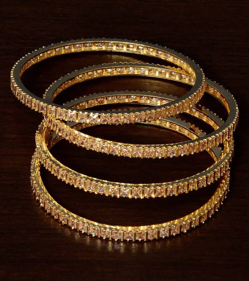 Champagne stone embellished pair of designer bangles bd344