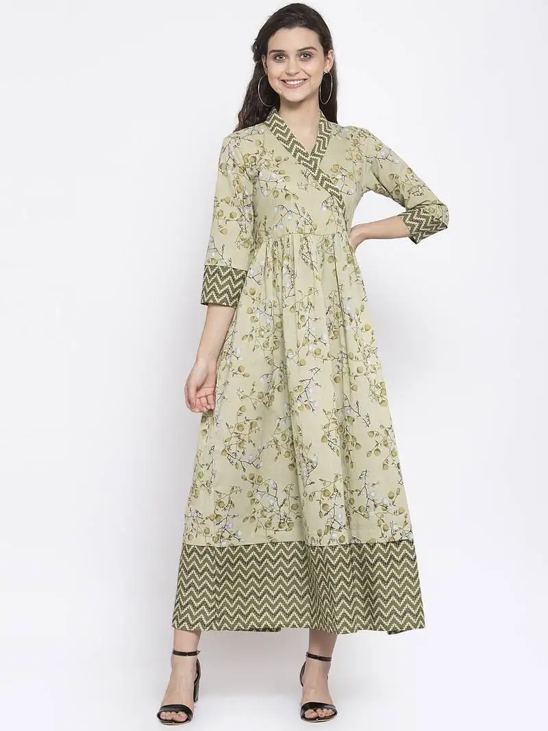 Light-green printed cotton kurtas-and-kurtis