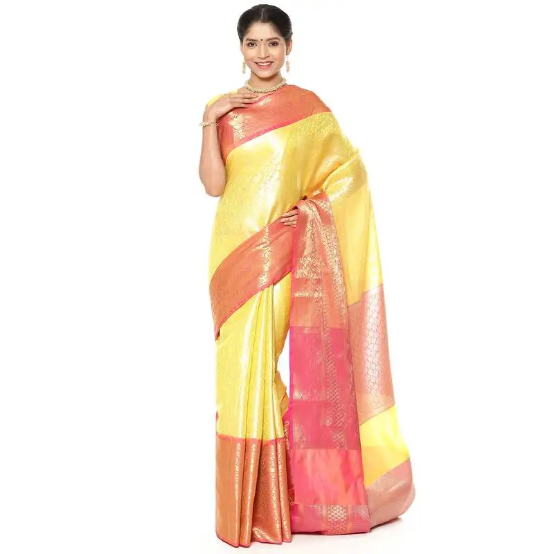 Beige woven art silk saree with blouse